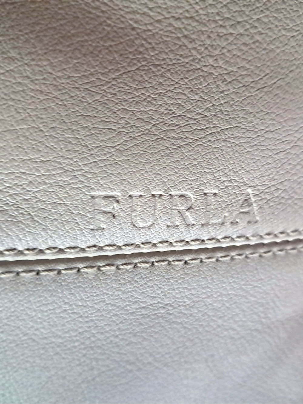 Furla Buttery Leather Shoulder Bag Ruched Opening Gunmetal Rings Bone NWOT - Picture 3 of 9
